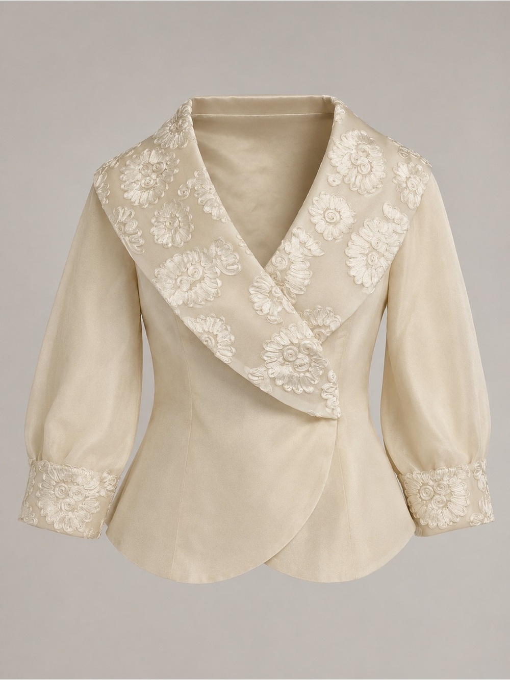 Vintage Watters Ivory Embroidered Bridal Occasion Jacket Size 8 Made USA